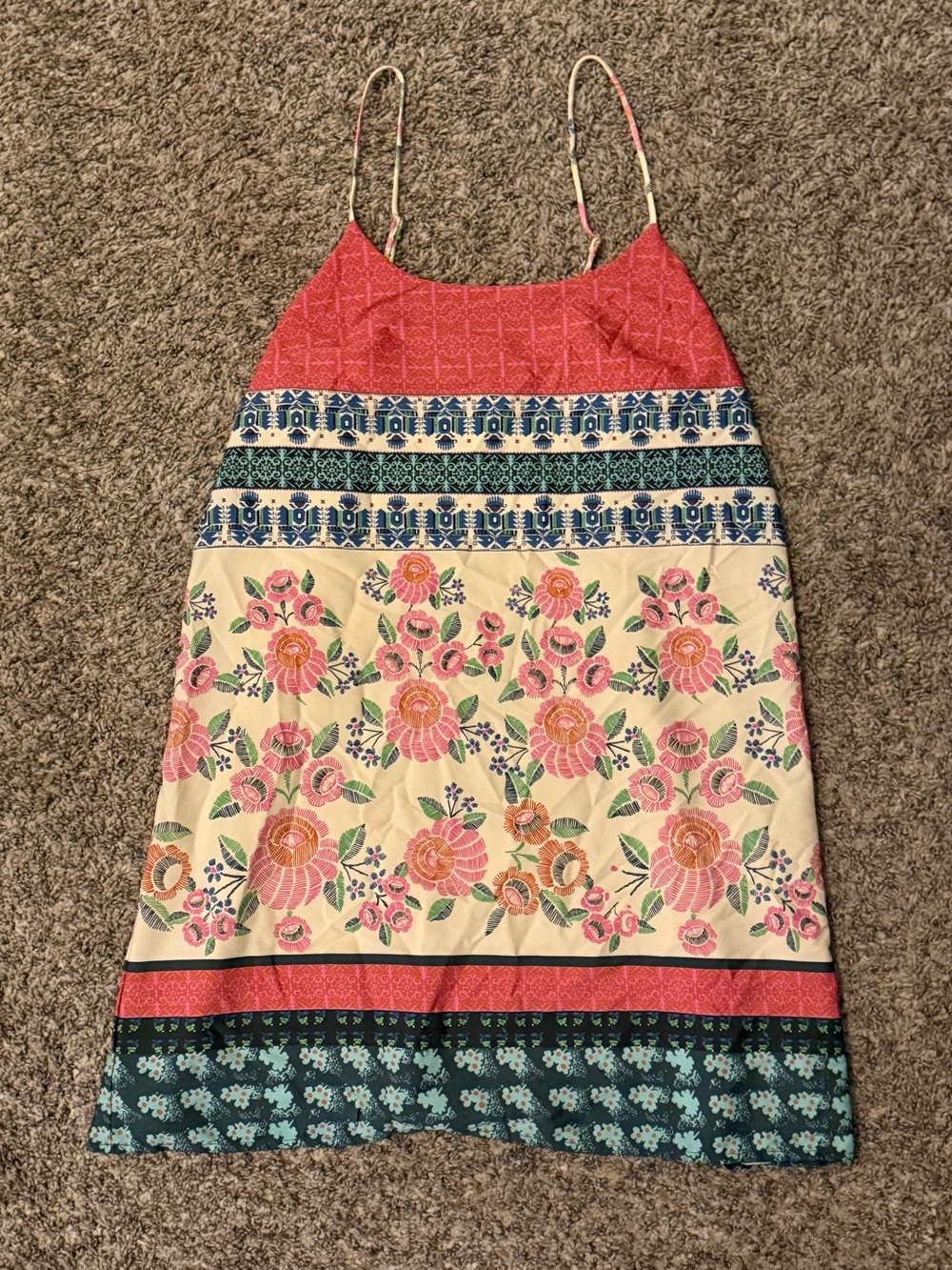 Forever 21 Pink and Cream Floral Spaghetti-Strap Sundress